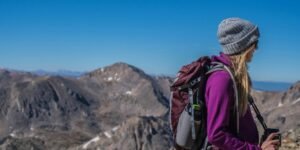 woman hiking on mountain